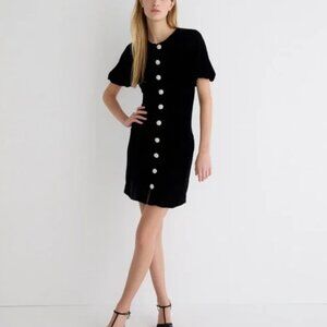 J Crew Collection Classy Black Velvet Jeweled Button-Front Shift Dress